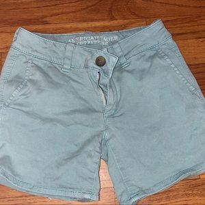 AE Blue Khaki Super Stretch Jean Shorts
